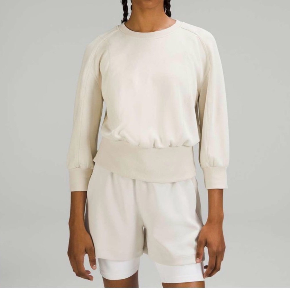 Lululemon Softsteme Ribbed Hem Pull Over Sweatshirt Natural Ivory Size 10